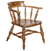 Edwardian Oak Captain's Chair for Smokers, 1900s