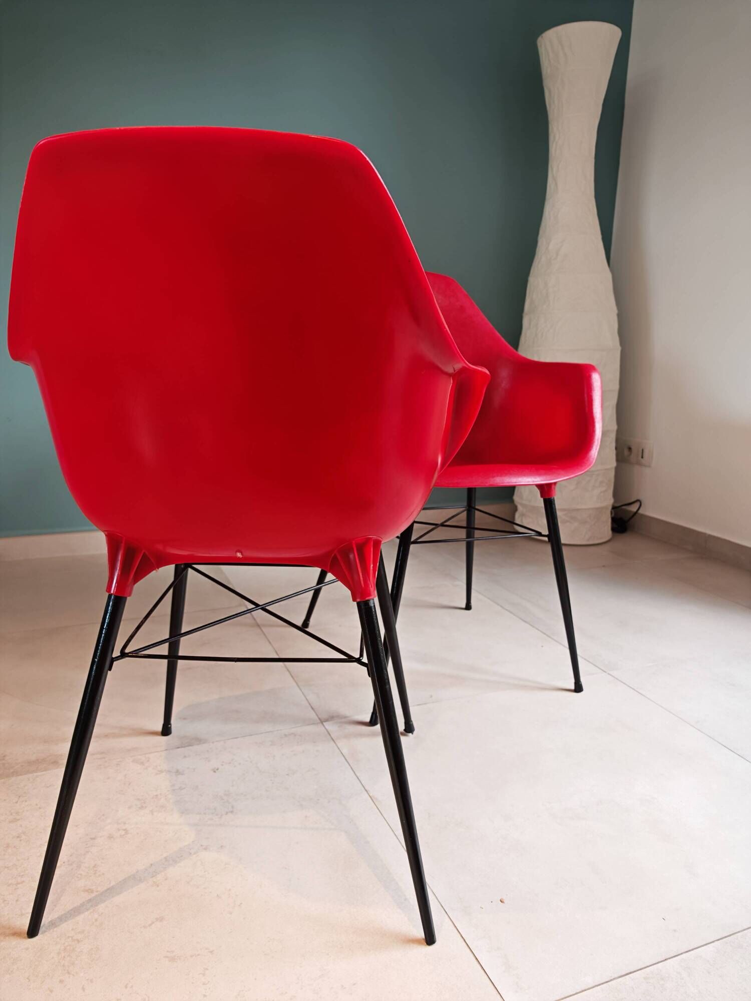 Pair of Vintage Space Age Red Armchairs 1970