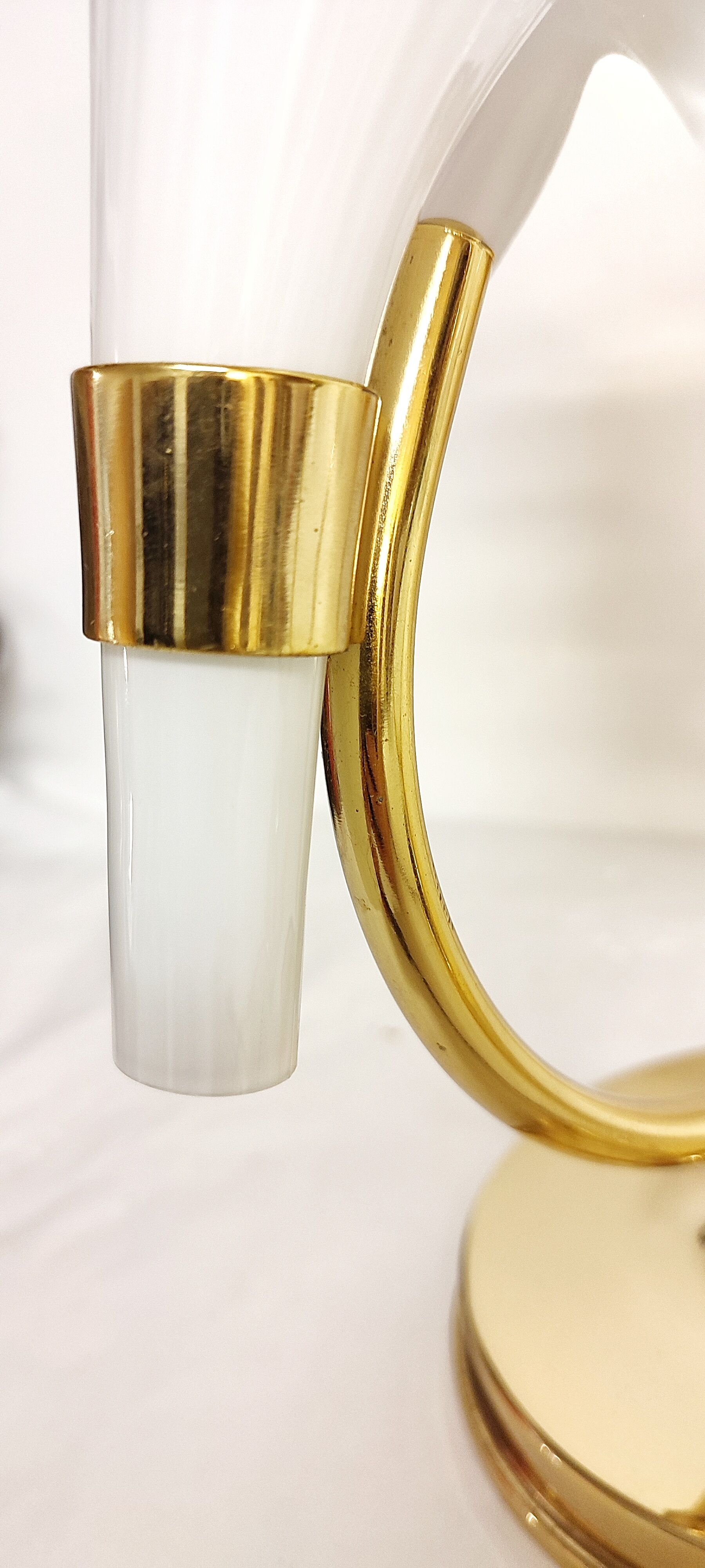 Pair of table lamps calla lily "Franco Luce" murano glass. Italy 1960s.