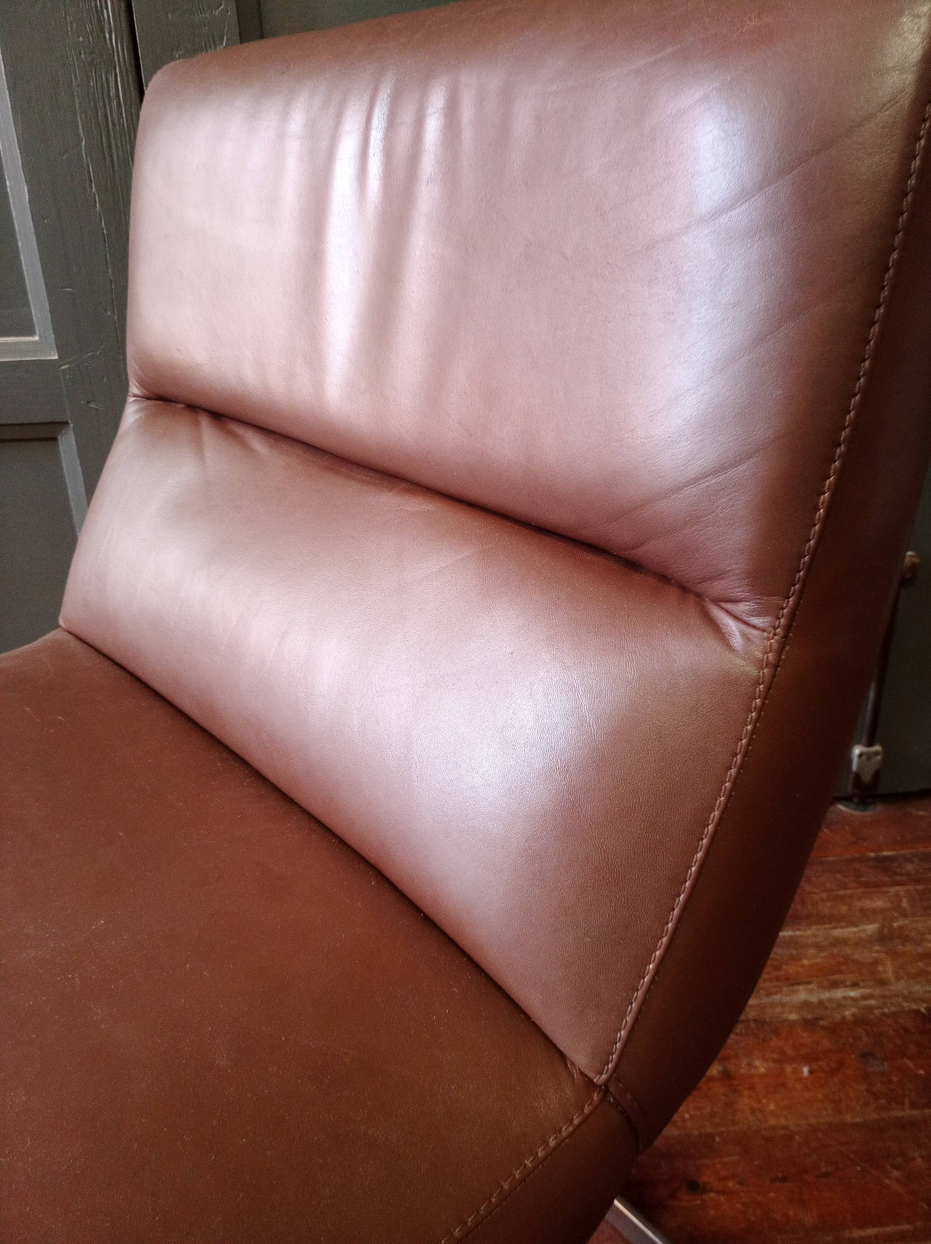 Designer leather and chrome chair 1970