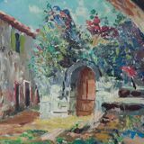Tableau huile sur bois signé vintage