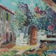 Oil on wood painting signed vintage