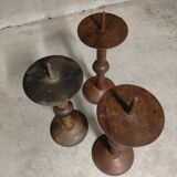 3 spikes -candles in solid oak 1950s