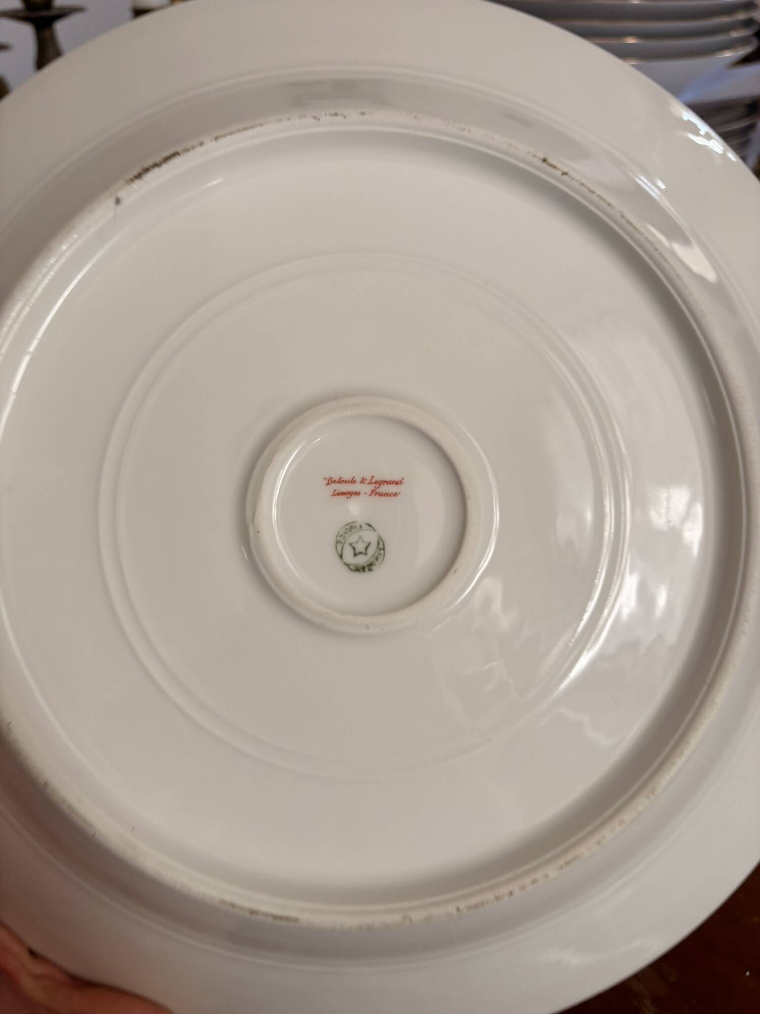 Large Plate 29 cm Salad Bowl Limoges Porcelain Blue Gold Betoule & Legrand