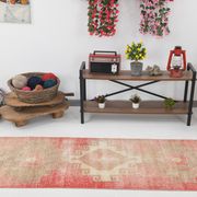 Red & beige vintage runner rug