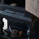 Antique black painted wardrobe from the 18th century by a Danish cabinetmaker, baroque.