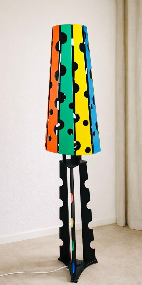 Postmodern Memphis floor lamp, circa 1980.