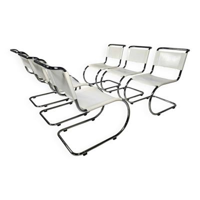 Ensemble de 6 chaises de salle à manger MR10 de Mies van der Rohe pour Thonet, années 1980