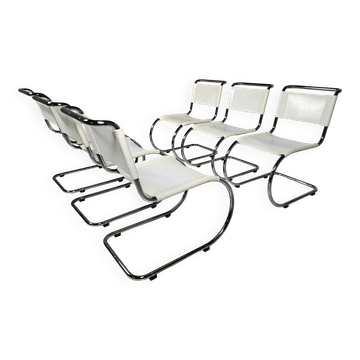Ensemble de 6 chaises de salle à manger MR10 de Mies van der Rohe pour Thonet, années 1980