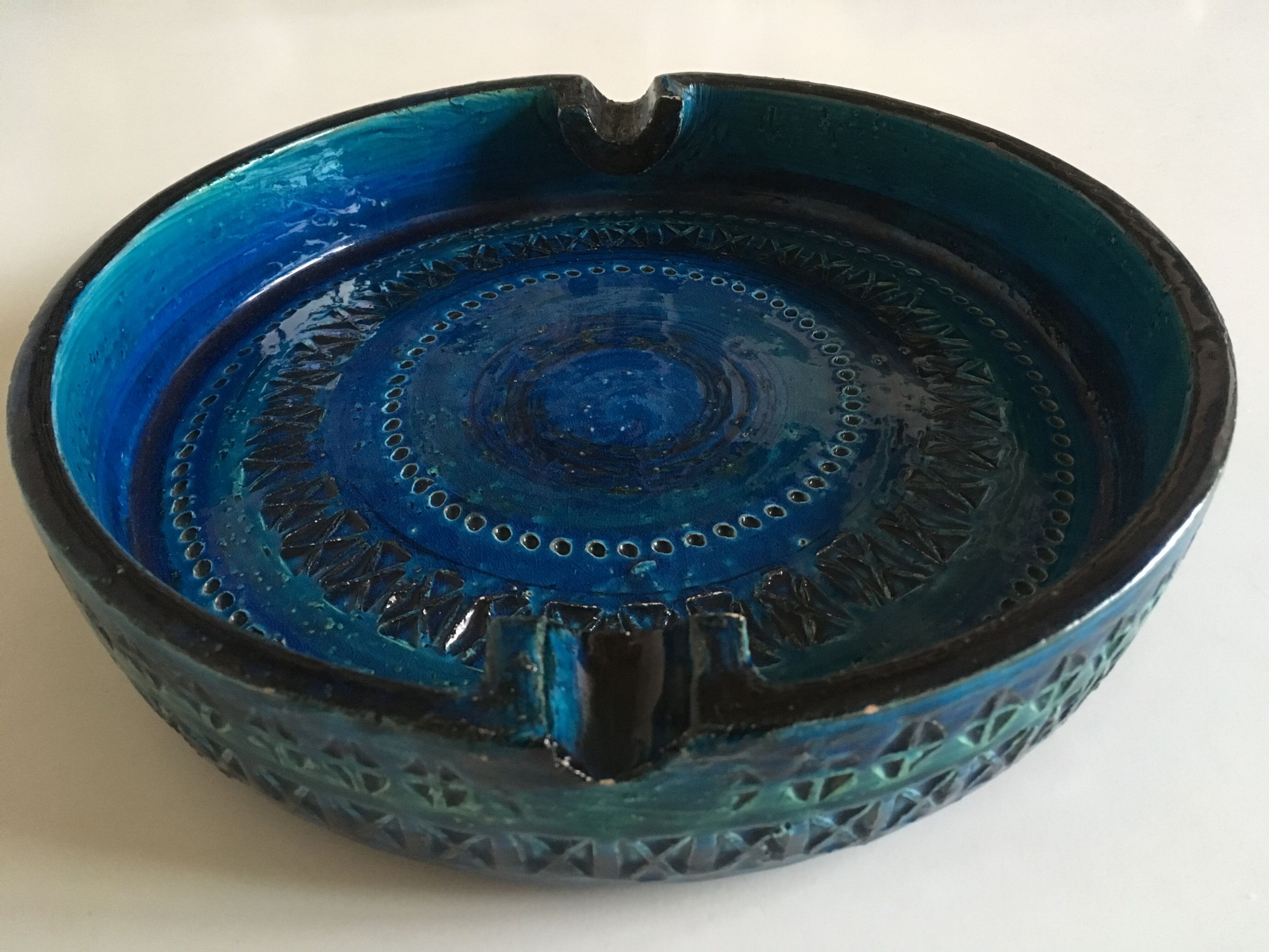 Bitossi XL ceramic ashtray, Italian design 60s, 25cm