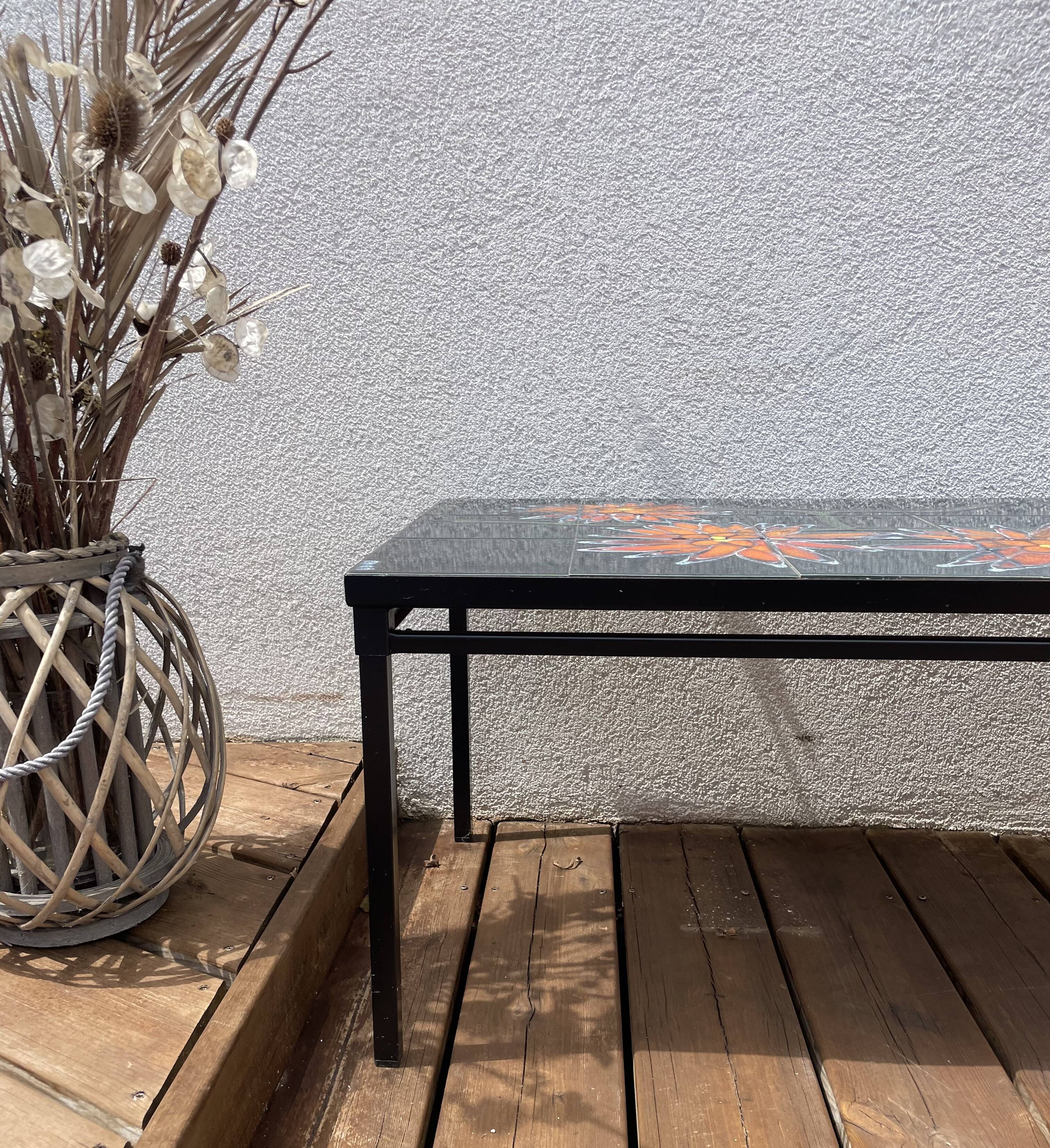 Coffee table with ceramic tile top