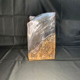 Vintage brown square ceramic vase