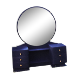 Coiffeuse au miroir rond vintage noire