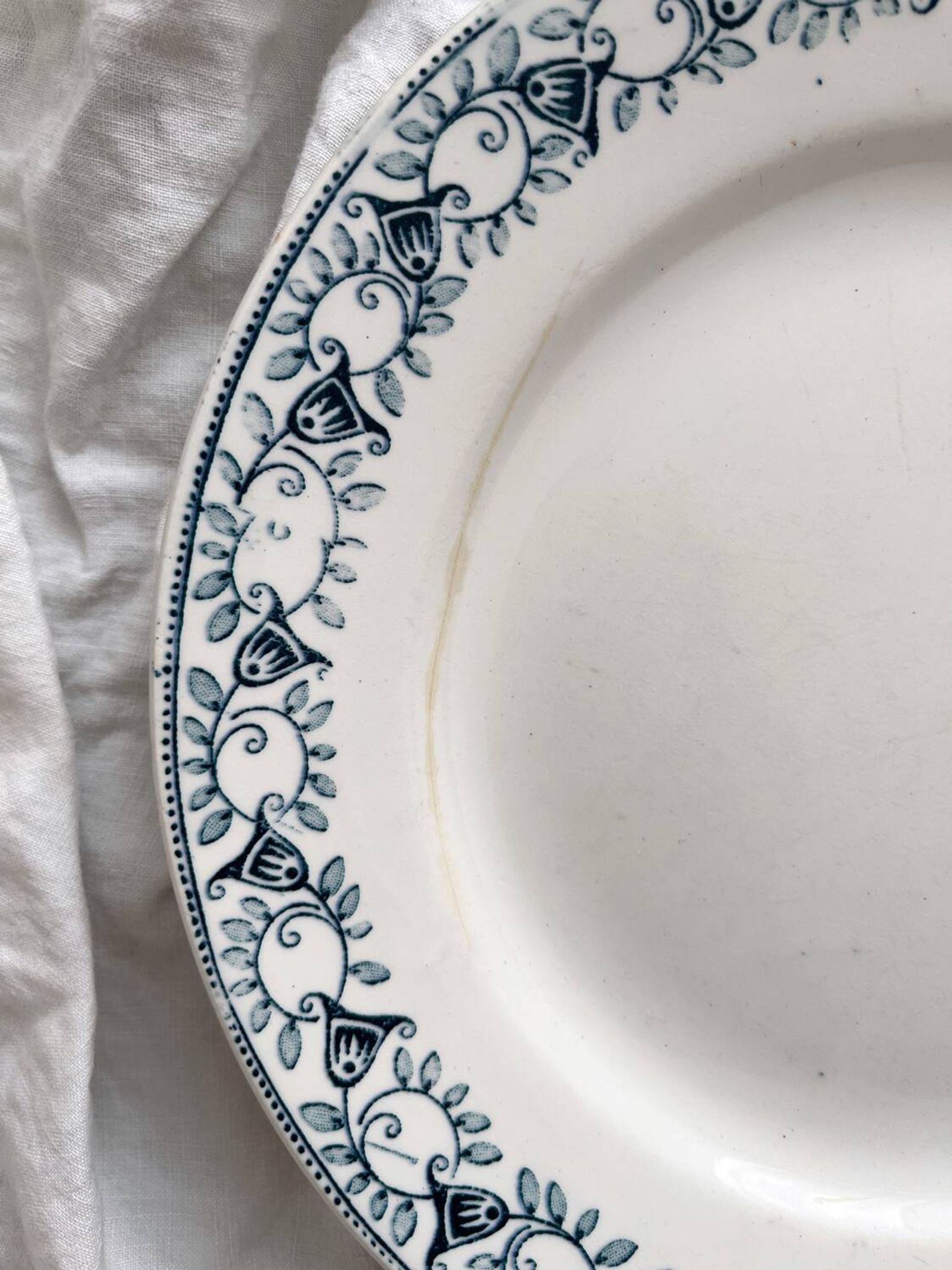 3 flat ironstone plates “Jenny” Saint Amand