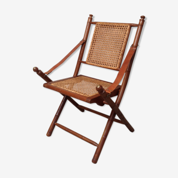 Bamboo folding armchair and caning