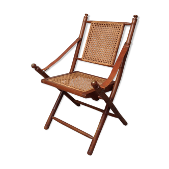 Bamboo folding armchair and caning