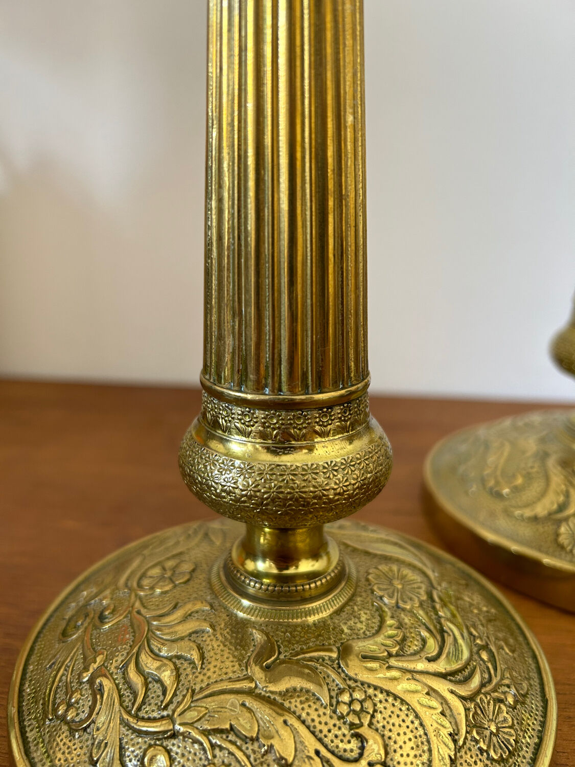 Pair of gilded brass candle holders
