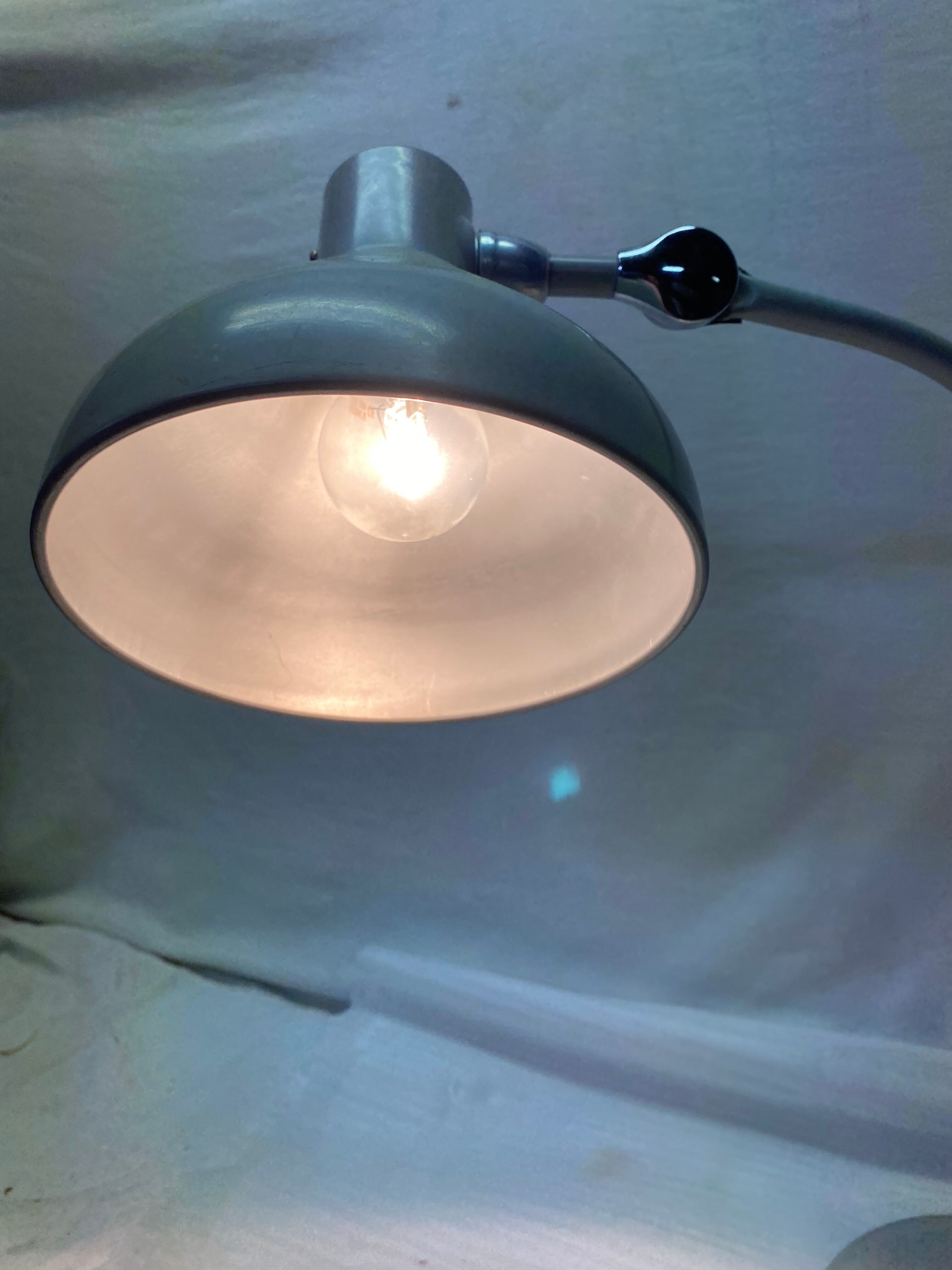 Industrial lamp in grey metal 60s