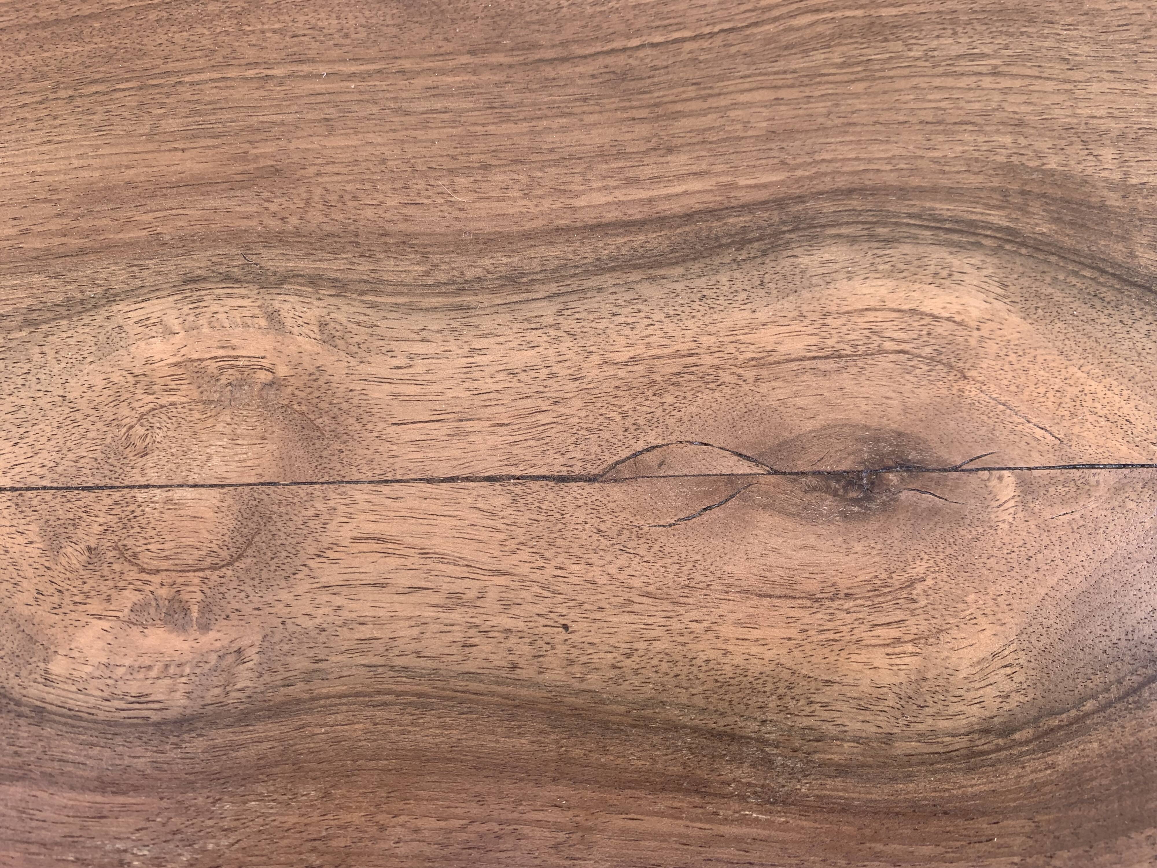 High art deco chest of drawers with mustache feet in raw walnut, 1930s