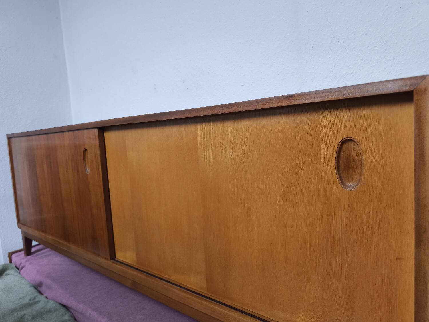 Walnut sideboard with sliding doors, 1950s, design Georg Satink