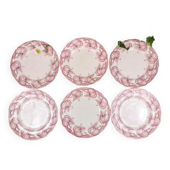 6 Assiettes plates Longwy modèle Champagne