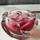 Ashtray/empty pocket, in blown Art glass, Murano/Italy. Organic floral shape. Pink tones