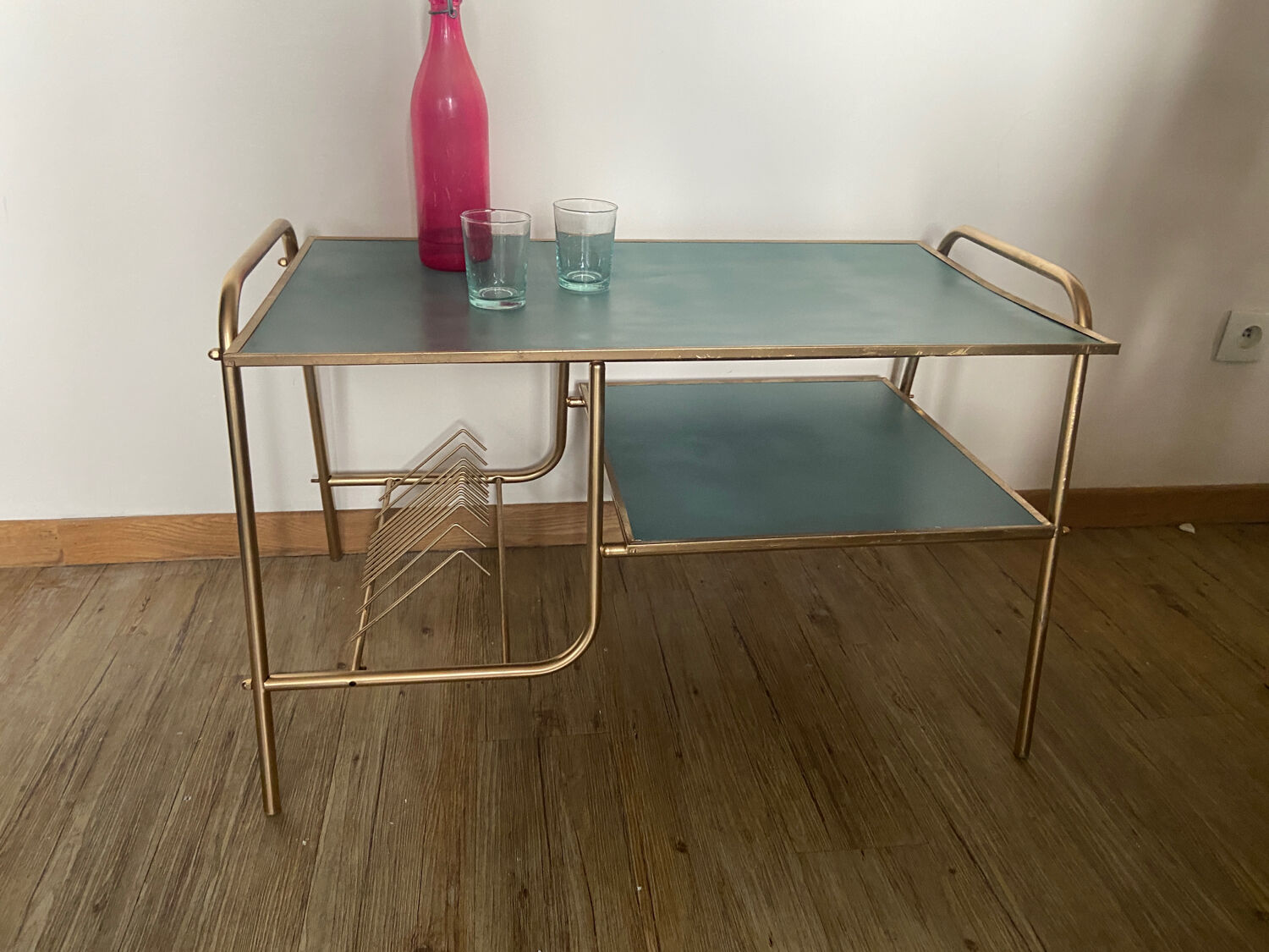 Table basse vintage range disques vyniles
