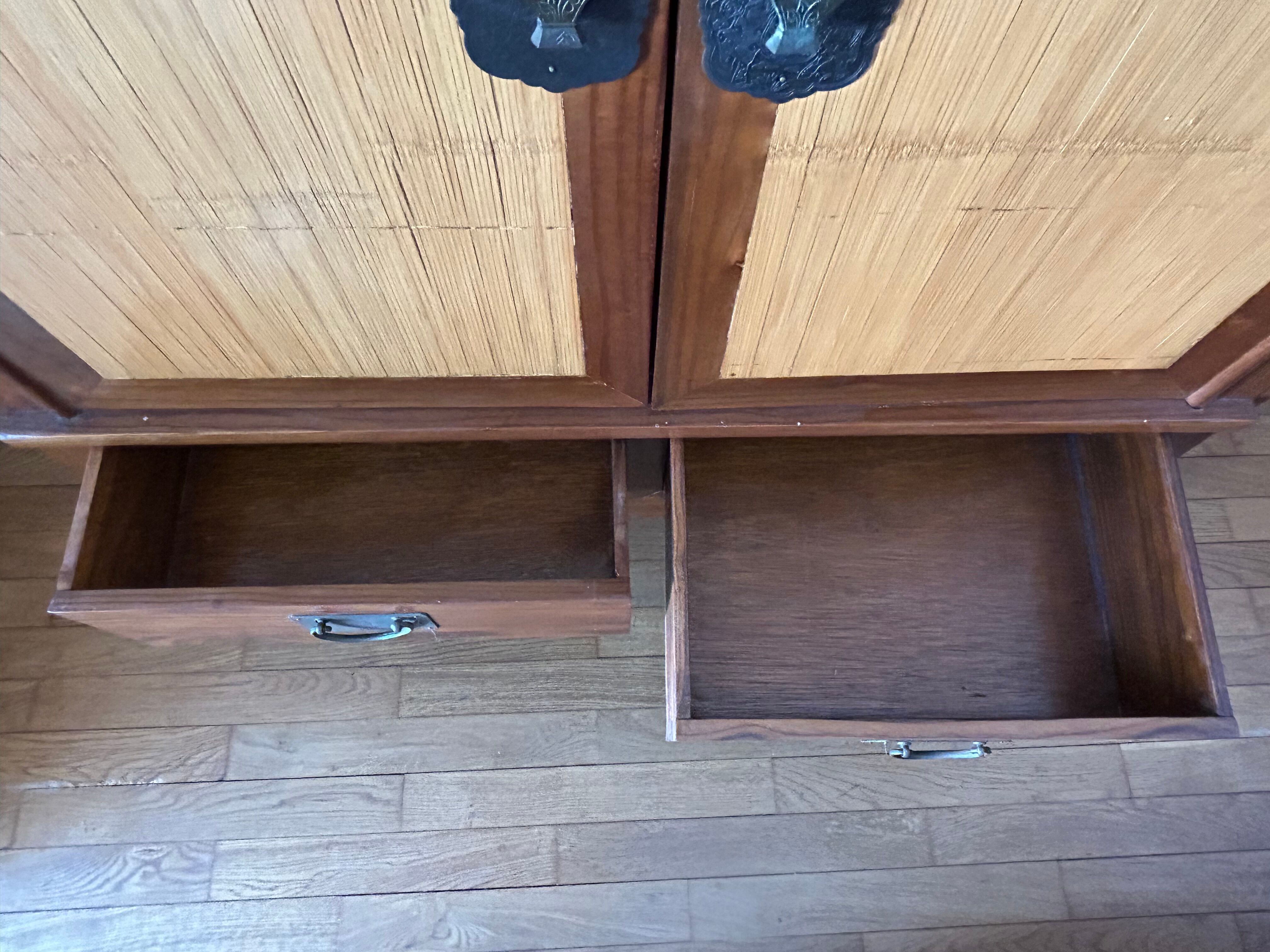 Rosewood, bronze and bamboo wardrobe La Maison Coloniale