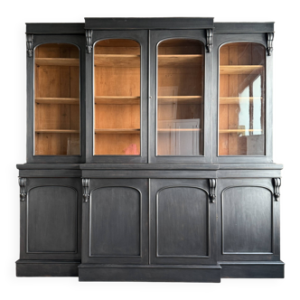 Large black patinated glass bookcase (renovated)