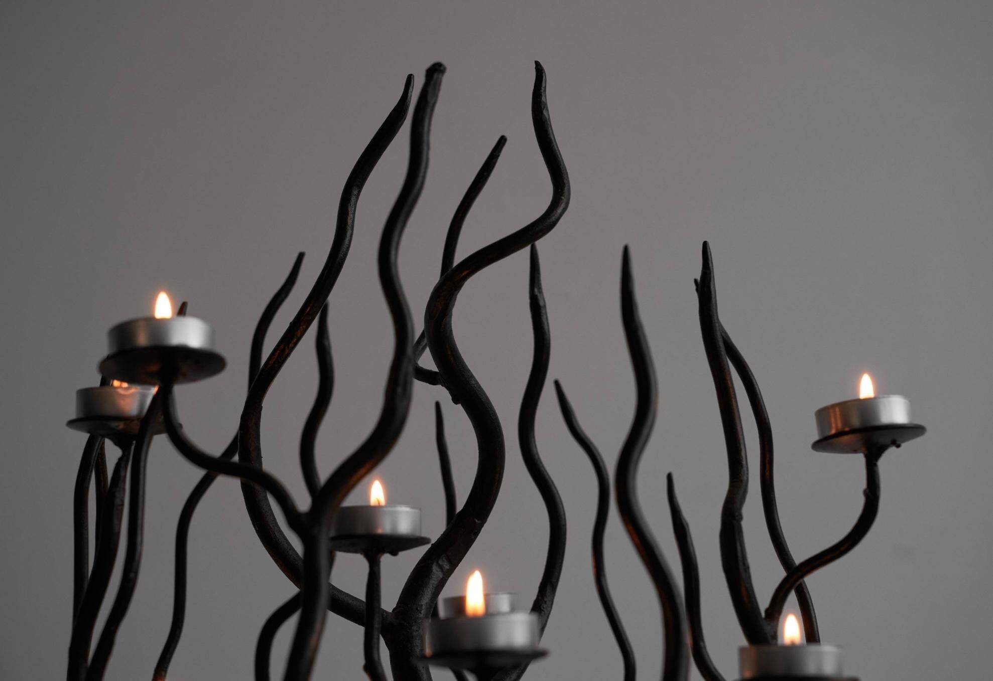 Large chandelier tree forged steel handmade 1970s