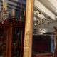 Large mirror fireplace mirror in wood and gilded stucco XIX Restoration