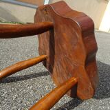 Brutalist style coffee table in vintage solid wood