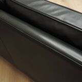 Canapé en cuir noir, design danois, années 1970, fabrication : Hurup Møbelfabrik