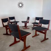 Set of 6 old Scandinavian chairs from the 60s, vintage teak