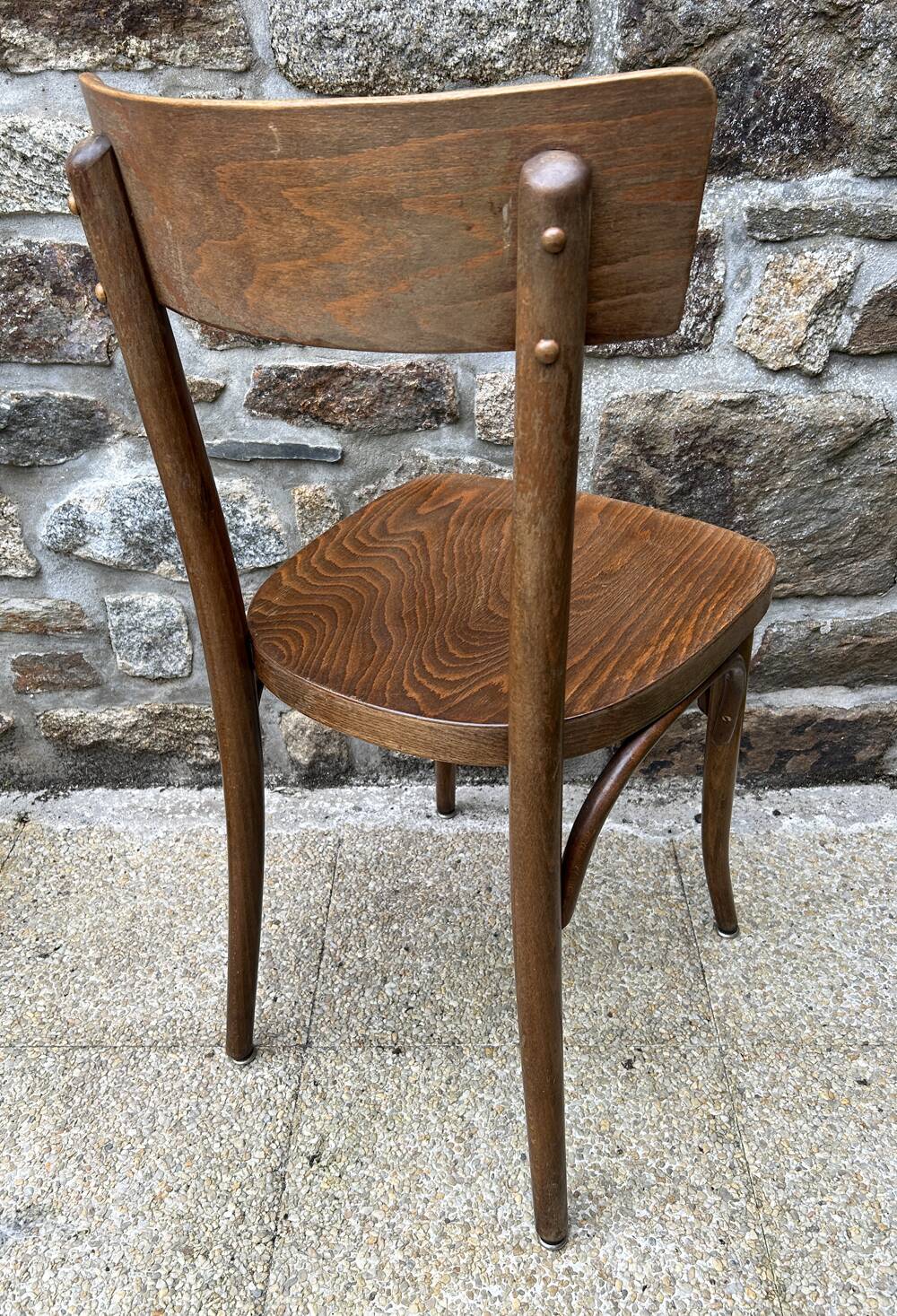 Set of 8 vintage bistro chairs, 50s, 60s, dark oak.