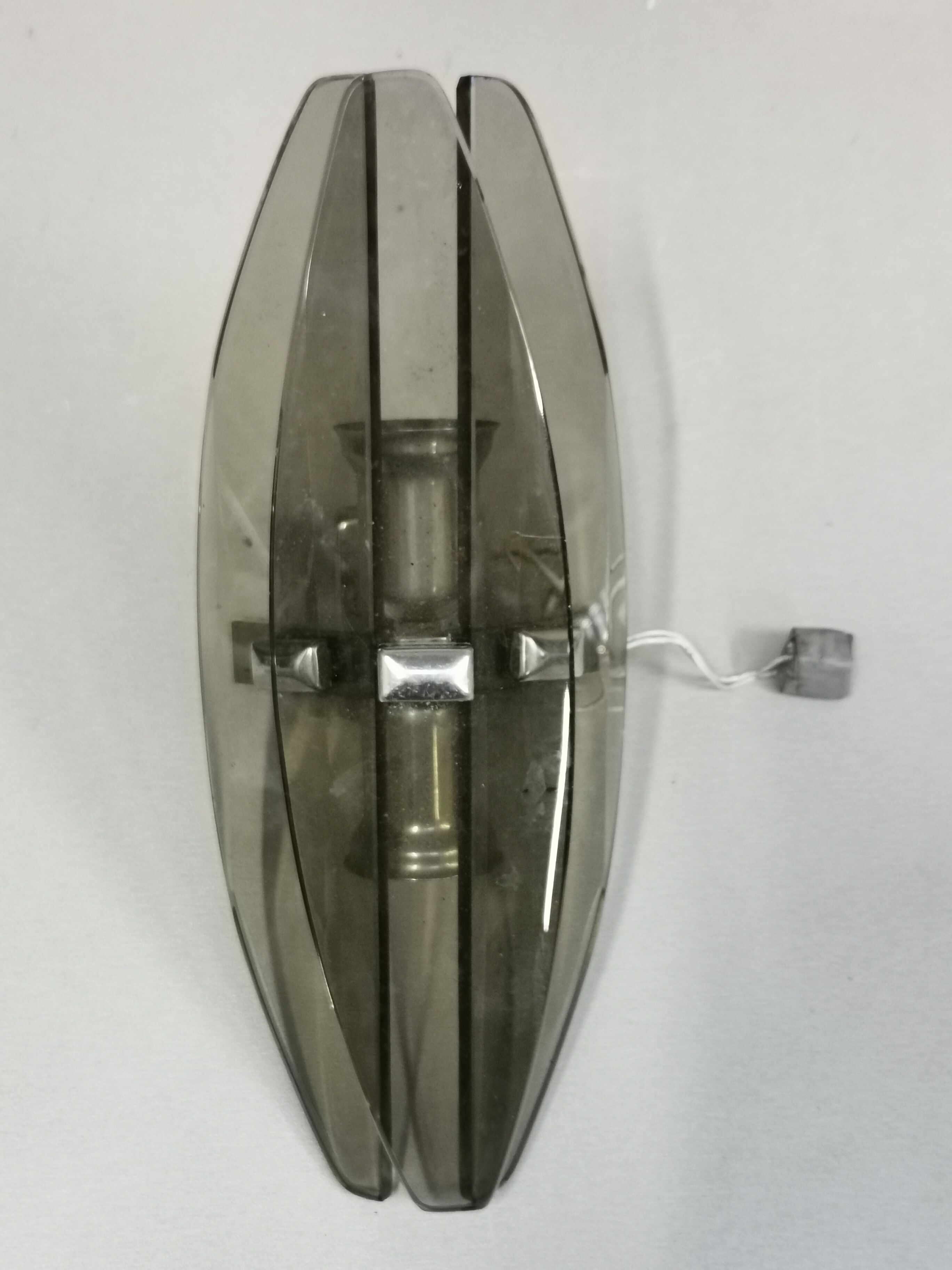 Vintage wall lamp in smoked glass design italy 70's
