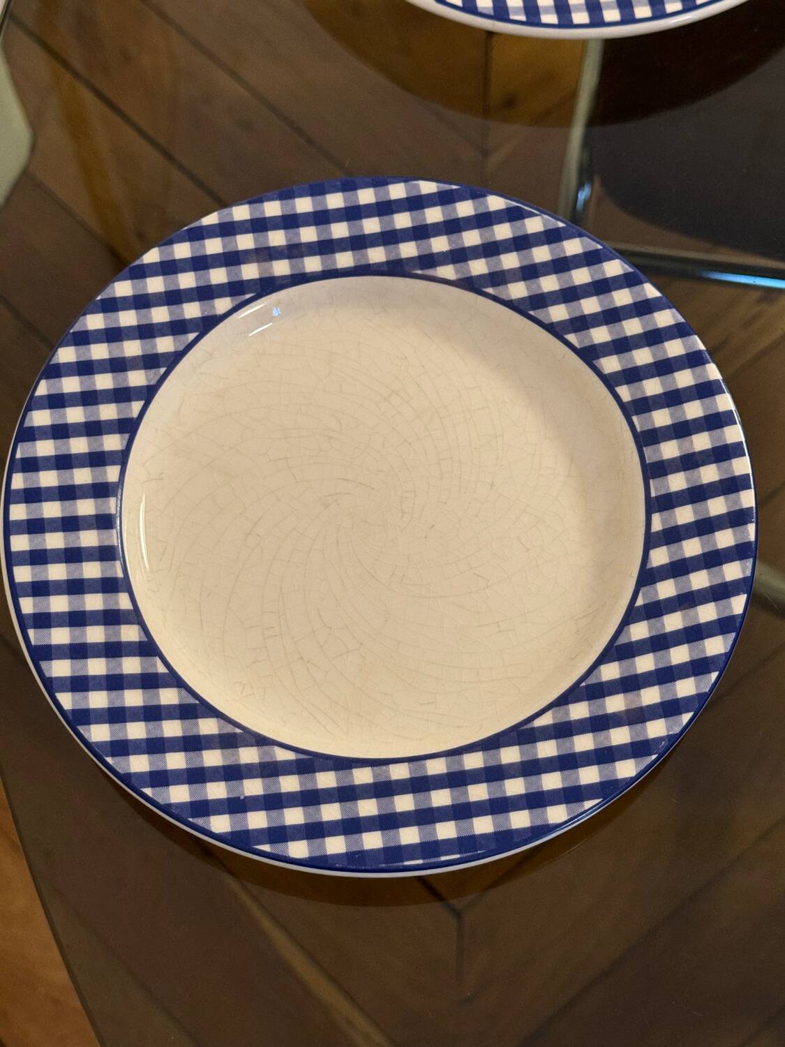 Blue Vichy dessert plates