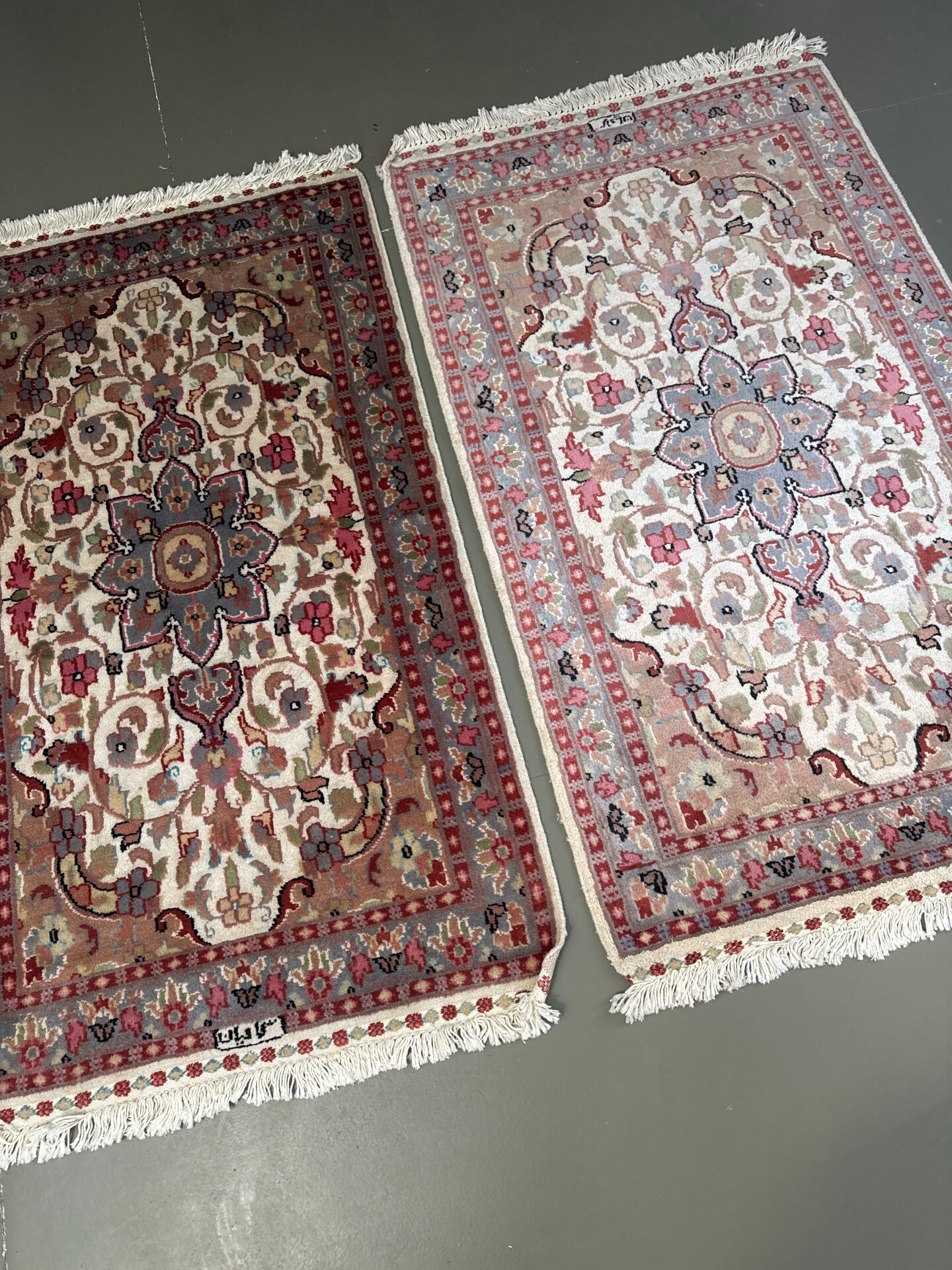 2 vintage silk rugs