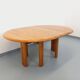 Table à manger ronde vintage Seltz des années 70 80 en orme blond massif