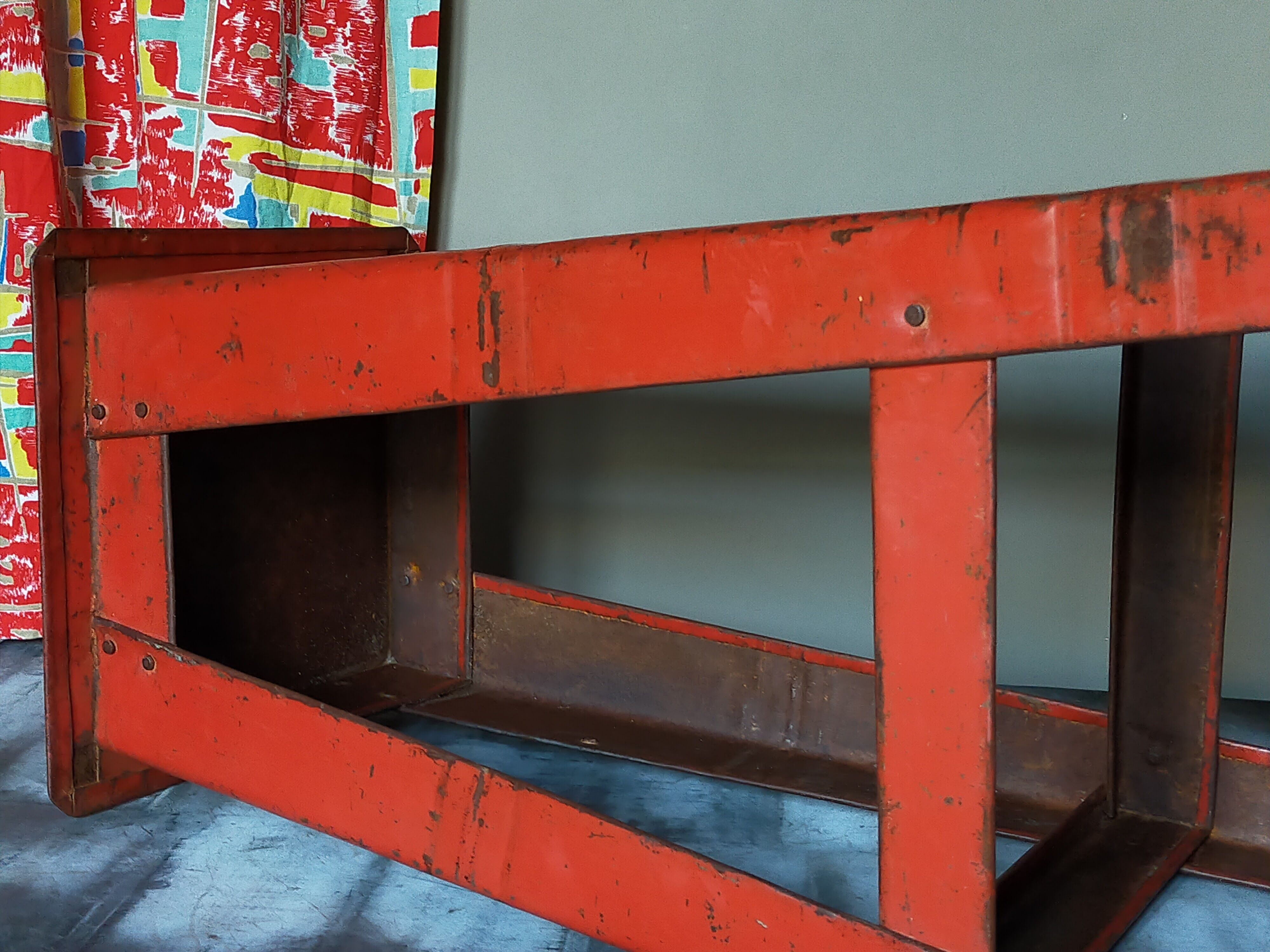 Vintage industrial stool made of recycled sheet metal