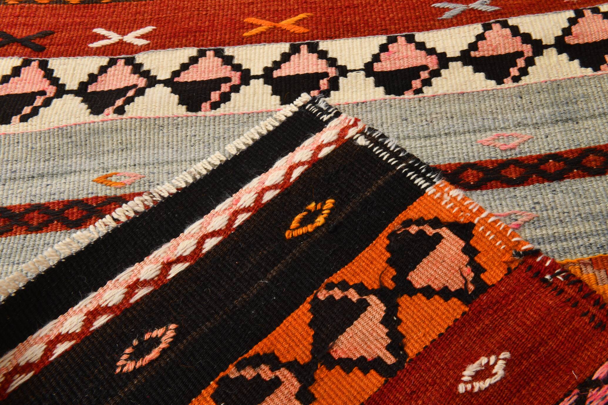 3x12 Turkish Vintage Kilim Runner Rug, Aesthetic Decor Rug, 75x352Cm