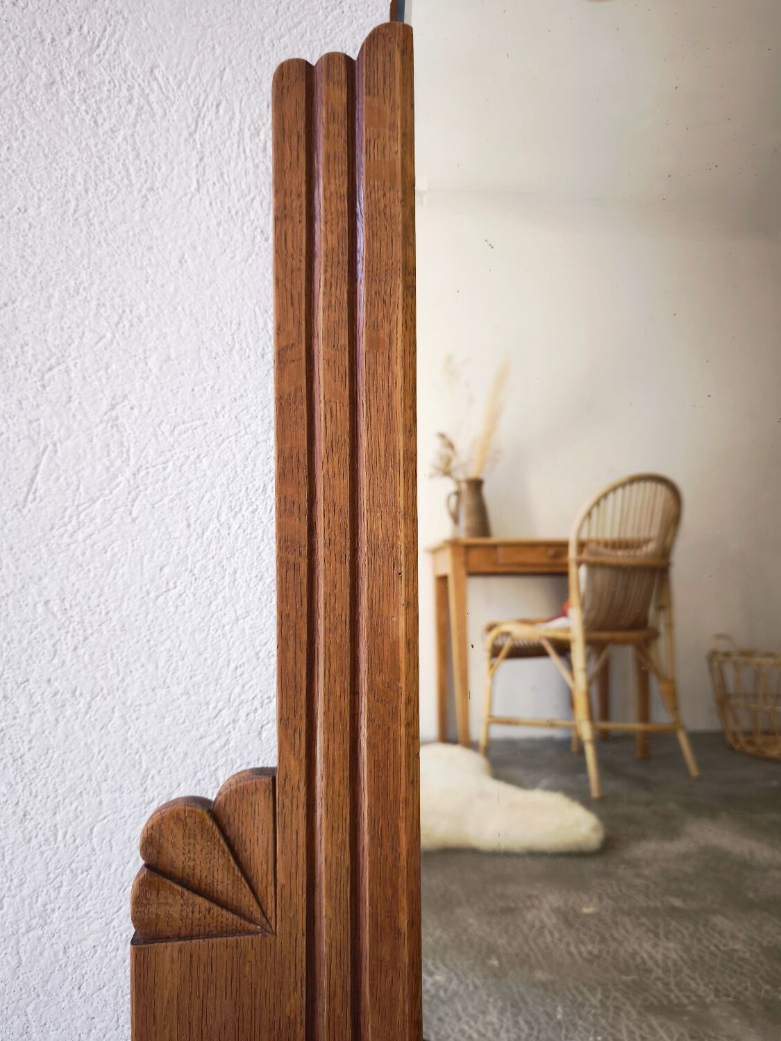 Vintage Art Deco Oak Mirror – 1920s/1930s