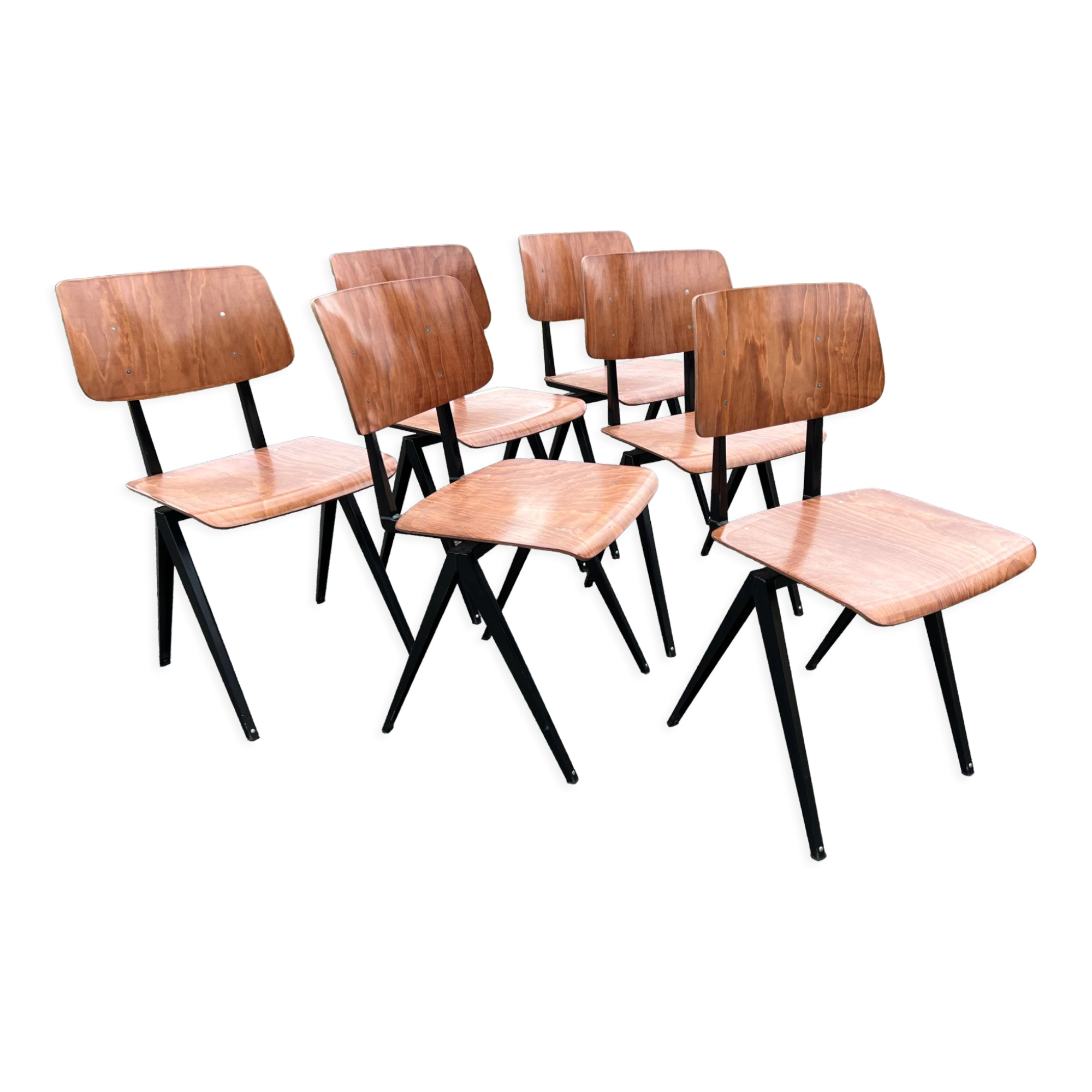 Set of 6 Galvanitas S16 chairs.