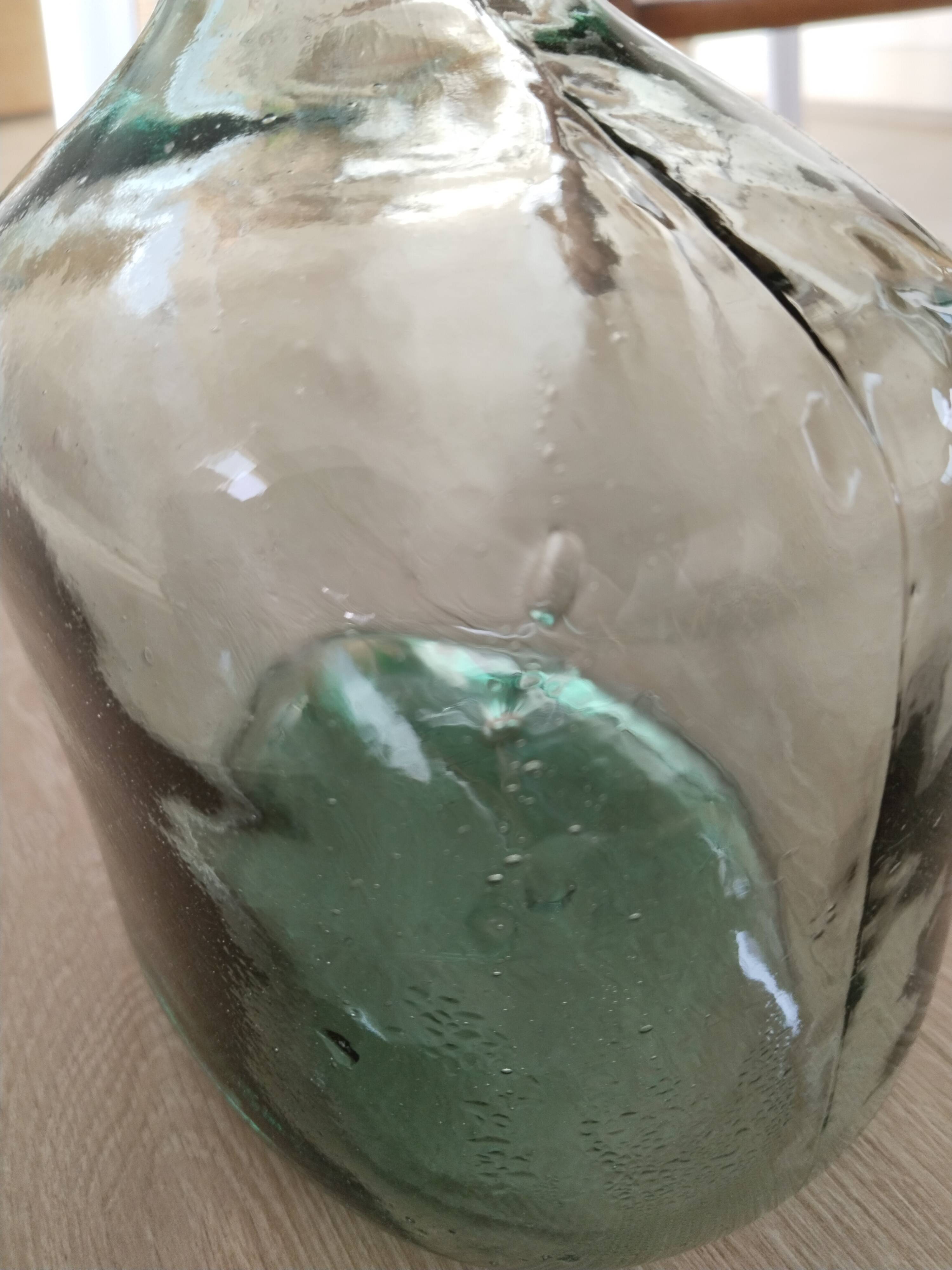 Blueish green Dame-Jeanne carboy, vintage French, Viresa Bandeira