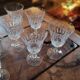 Set of 9 fine cut crystal stemmed glasses - France, circa 1950