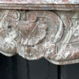 Louis XV style fireplace in grey marble from the Ardennes circa 1880