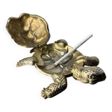 Regency turtle ashtray in brass, Spain, 1980