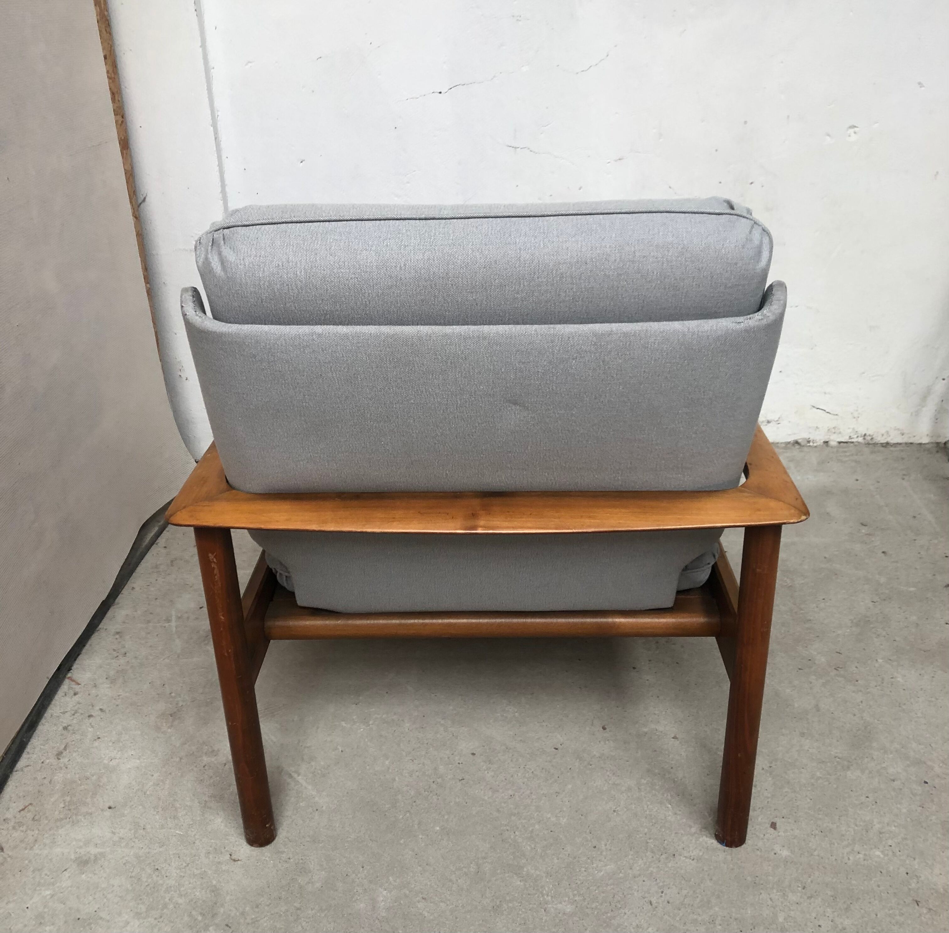 Scandinavian armchair in gray fabric from the 60s