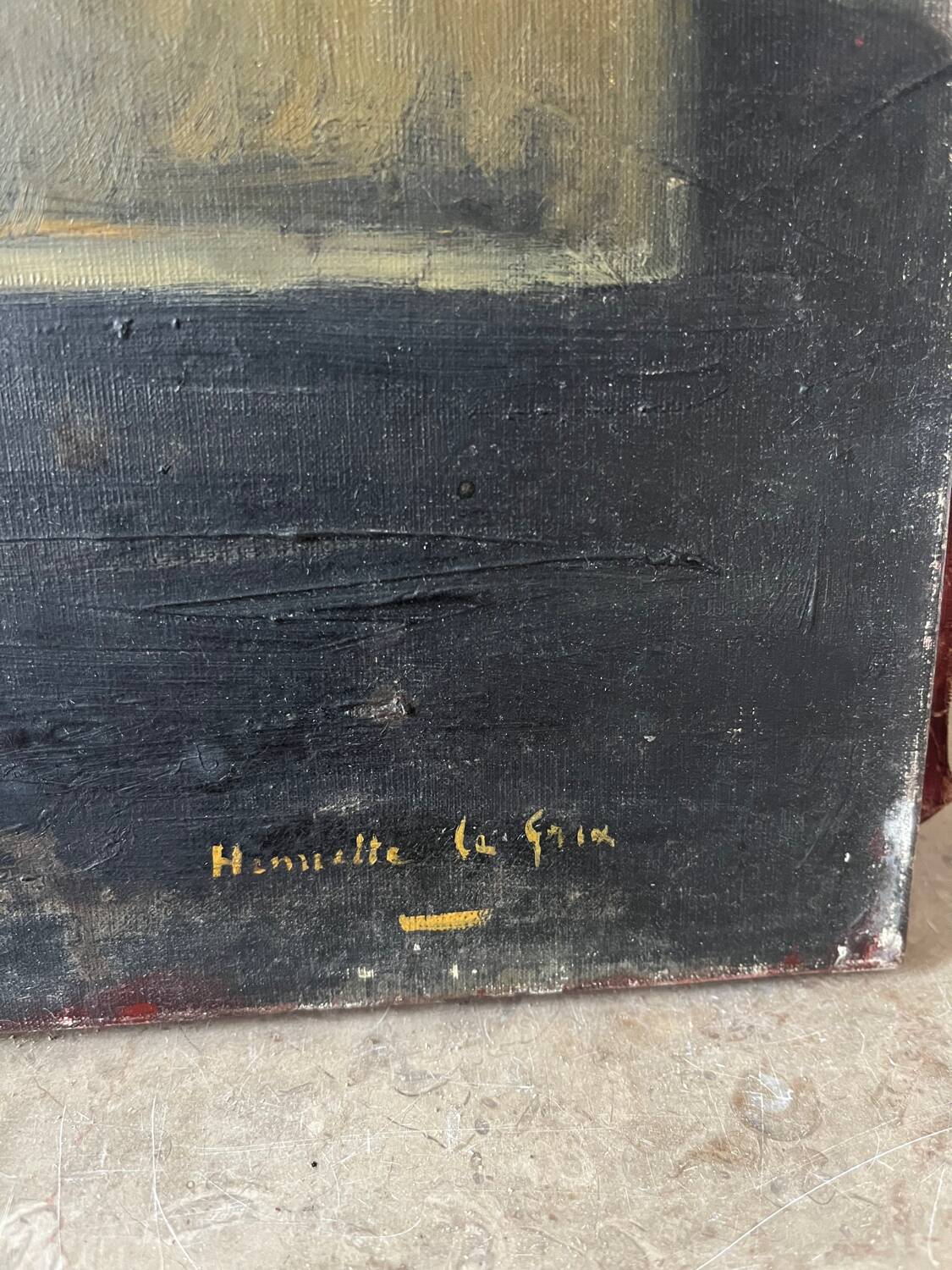 Bouquet of flowers on an entablature, signed