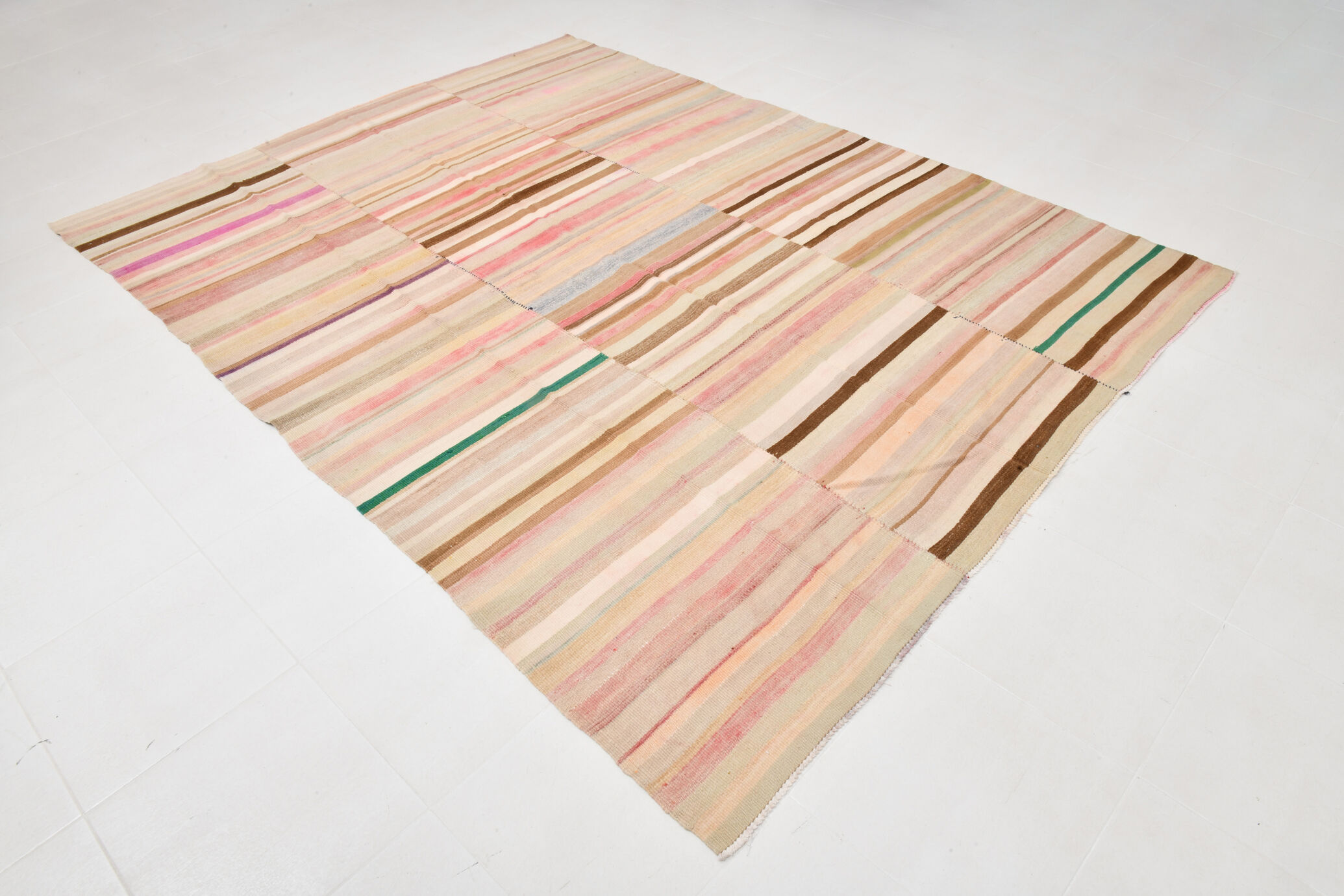 Striped wool kilim rug, 216x292 cm